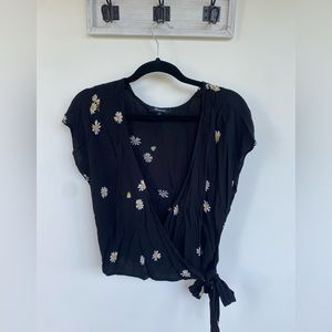 Madewell floral wrap shirt